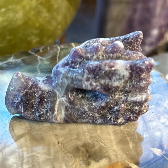 Lepidolite Crystal Dragon Head Carving! - Picture 6 of 9